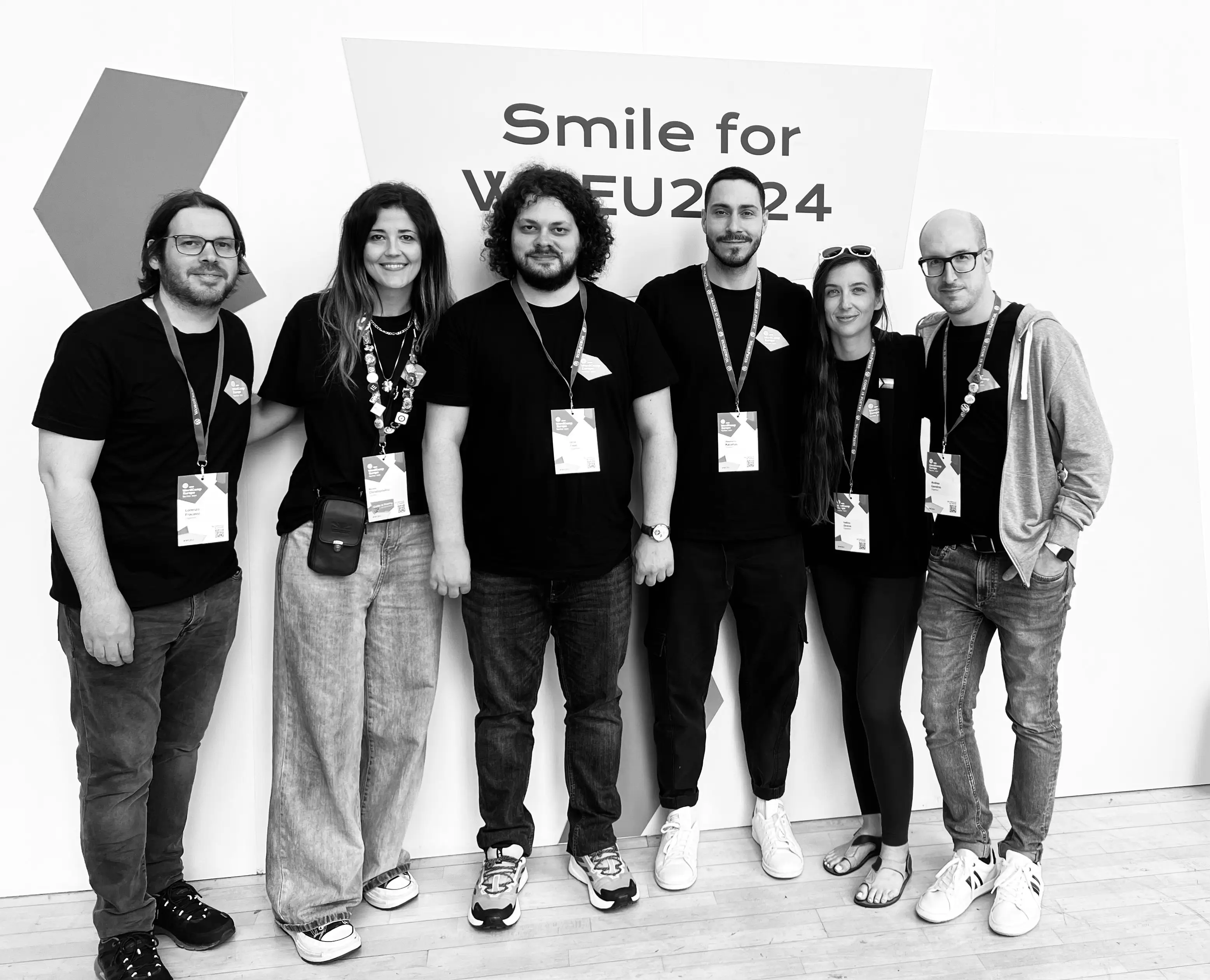 A photo of the Attendees Services team and WordCamp Europe 2024